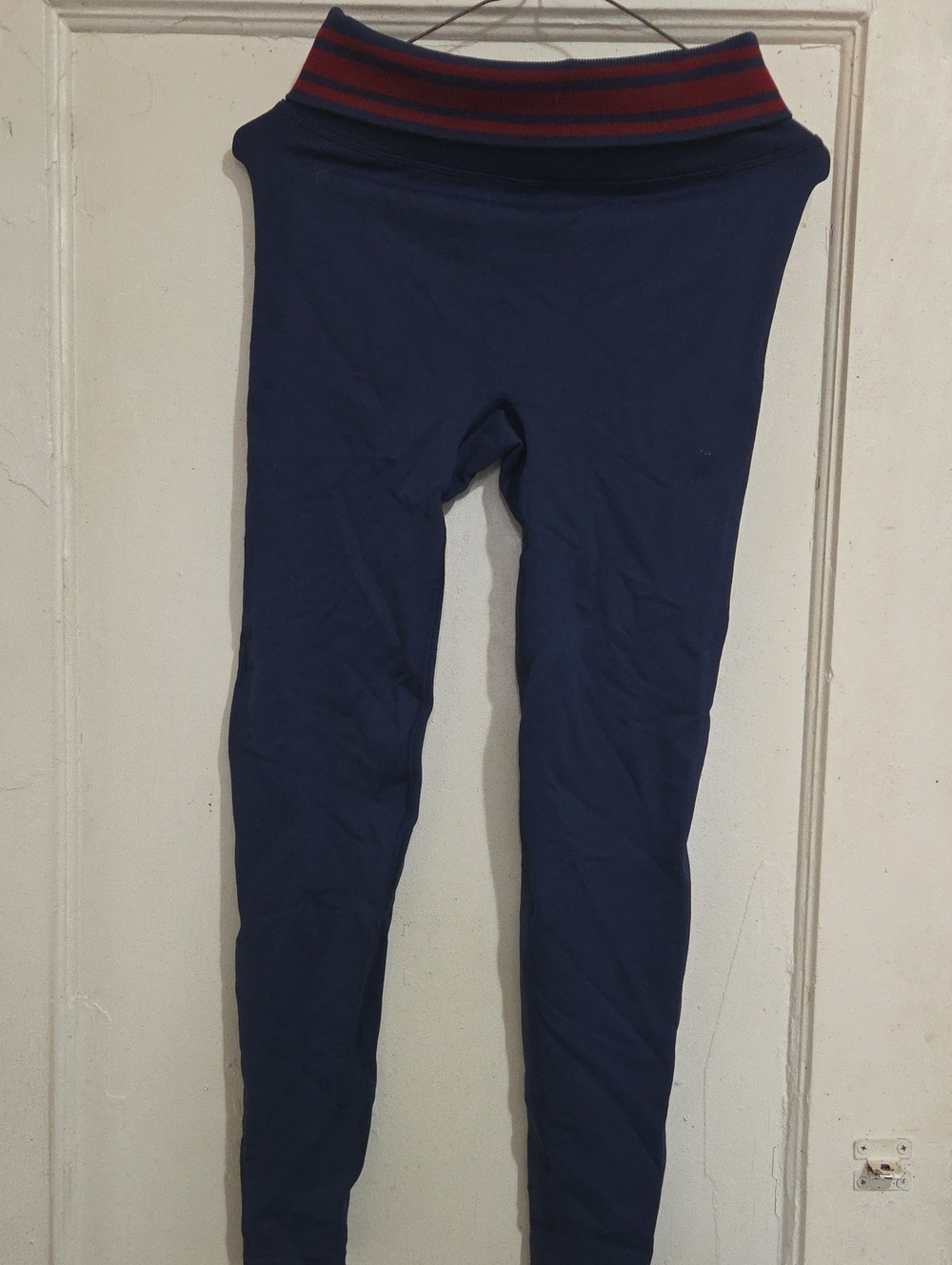 PINK Victoria's Secret Navy Leggings with Red-Striped Waistband